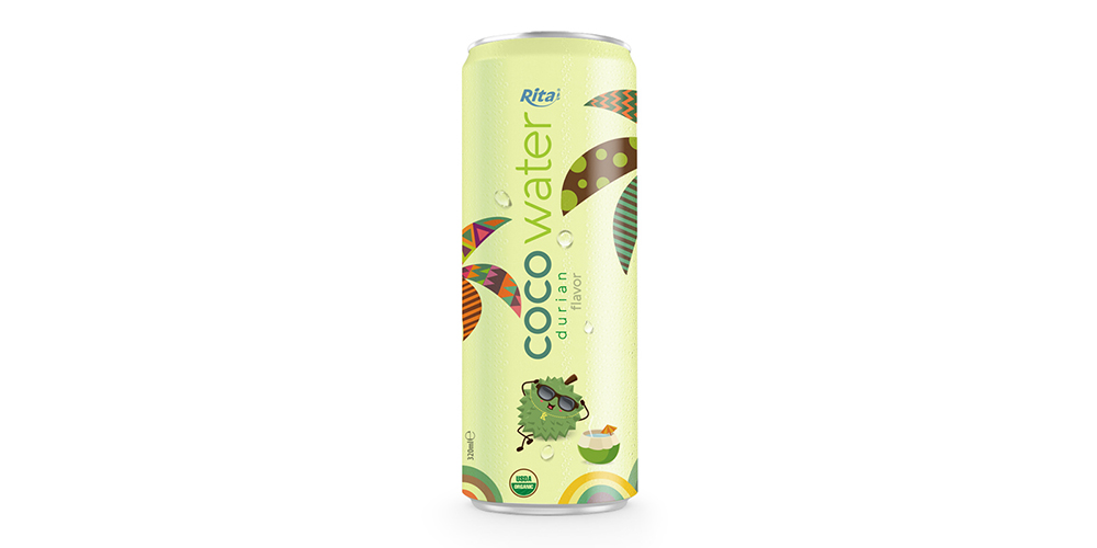 Supplier Coconut Water With Durian Flavor 320ml Can Rita Brand